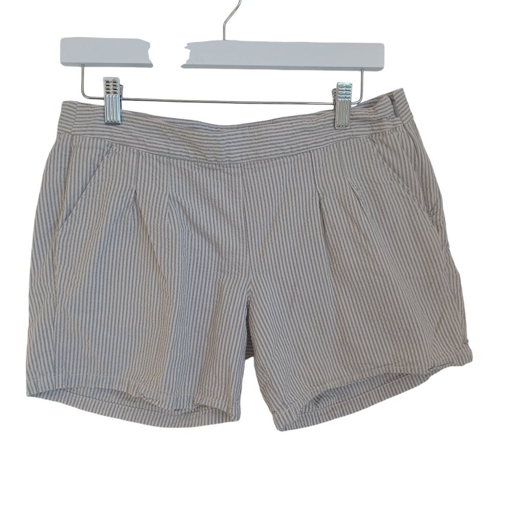 Toad & Co Shorts Gray White Seersucker Stripe Cotton Womens‎ 4